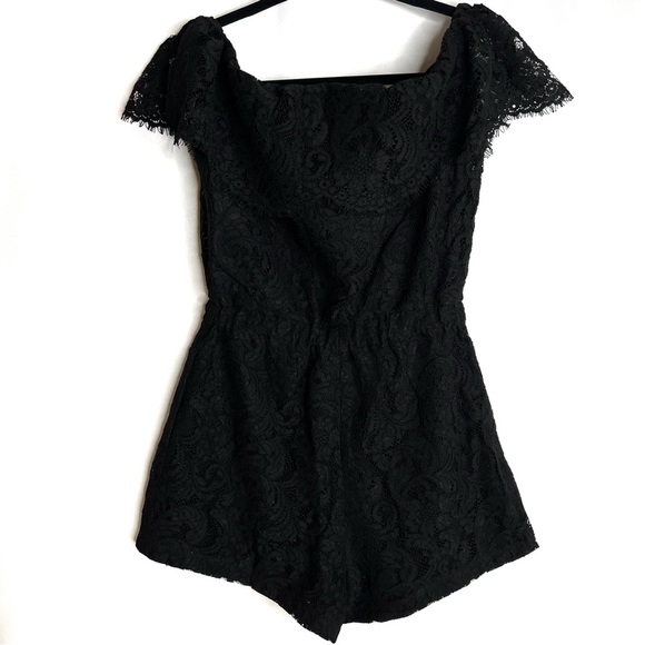 LAMARQUE Sina Off‎ the Shoulder Black Lace Romper Size 6 - Picture 1 of 8